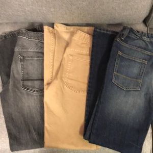 Bundle of 3 Cat & Jack (Target) Boys Jeans 2 Straight (Khaki & Black) 1 Bootcut